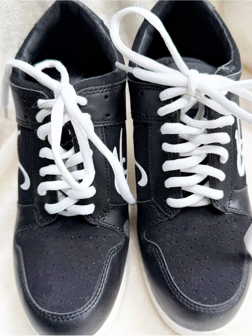 Black and White Heeled Sneaker - Sporty Chic - Picture 2 of 5